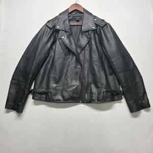 SPYM Women's Black Faux Leather Studded Motorcycle Jacket Size 1X